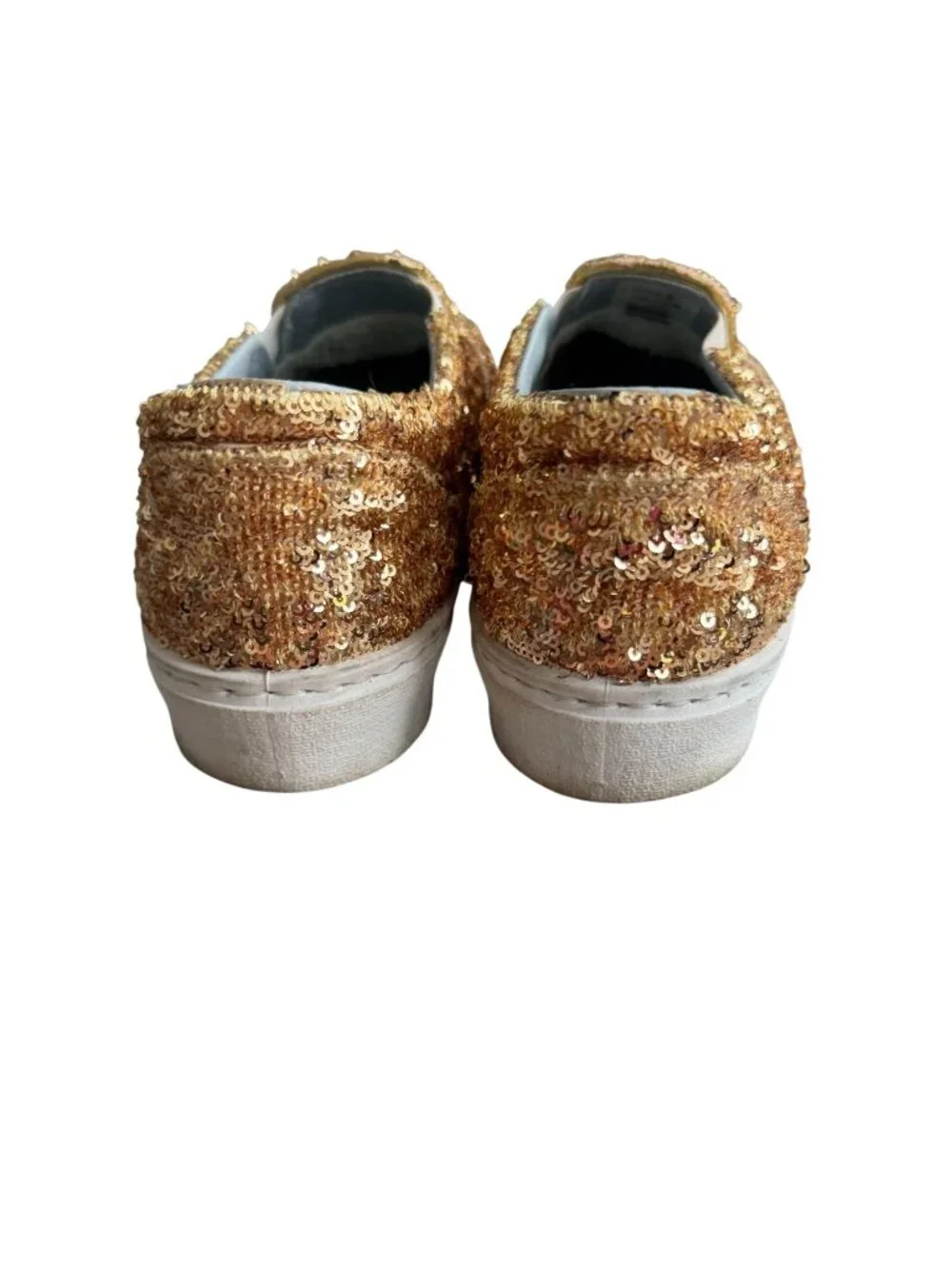 CHIARA FERRAGNI Gold Sequin Slip On Sneakers Size 37 / US 7